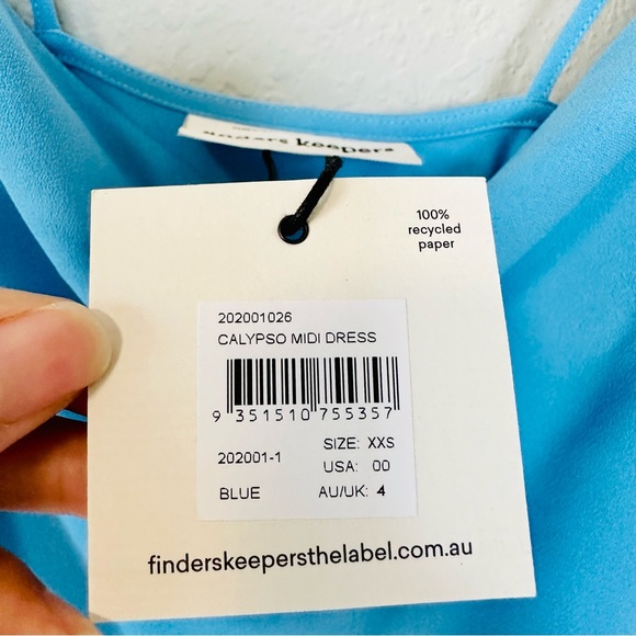 Finders Keepers Calypso Midi Dress Blue Xxs NWT - Picture 8 of 9